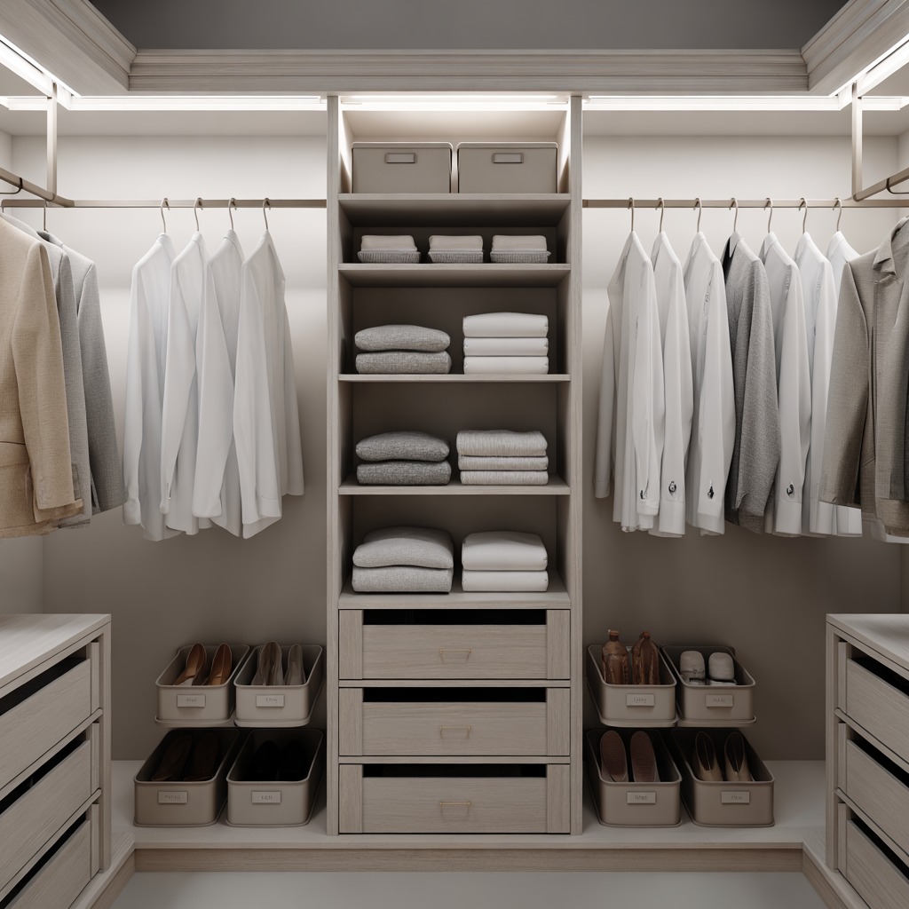 Organized closet with storage systems